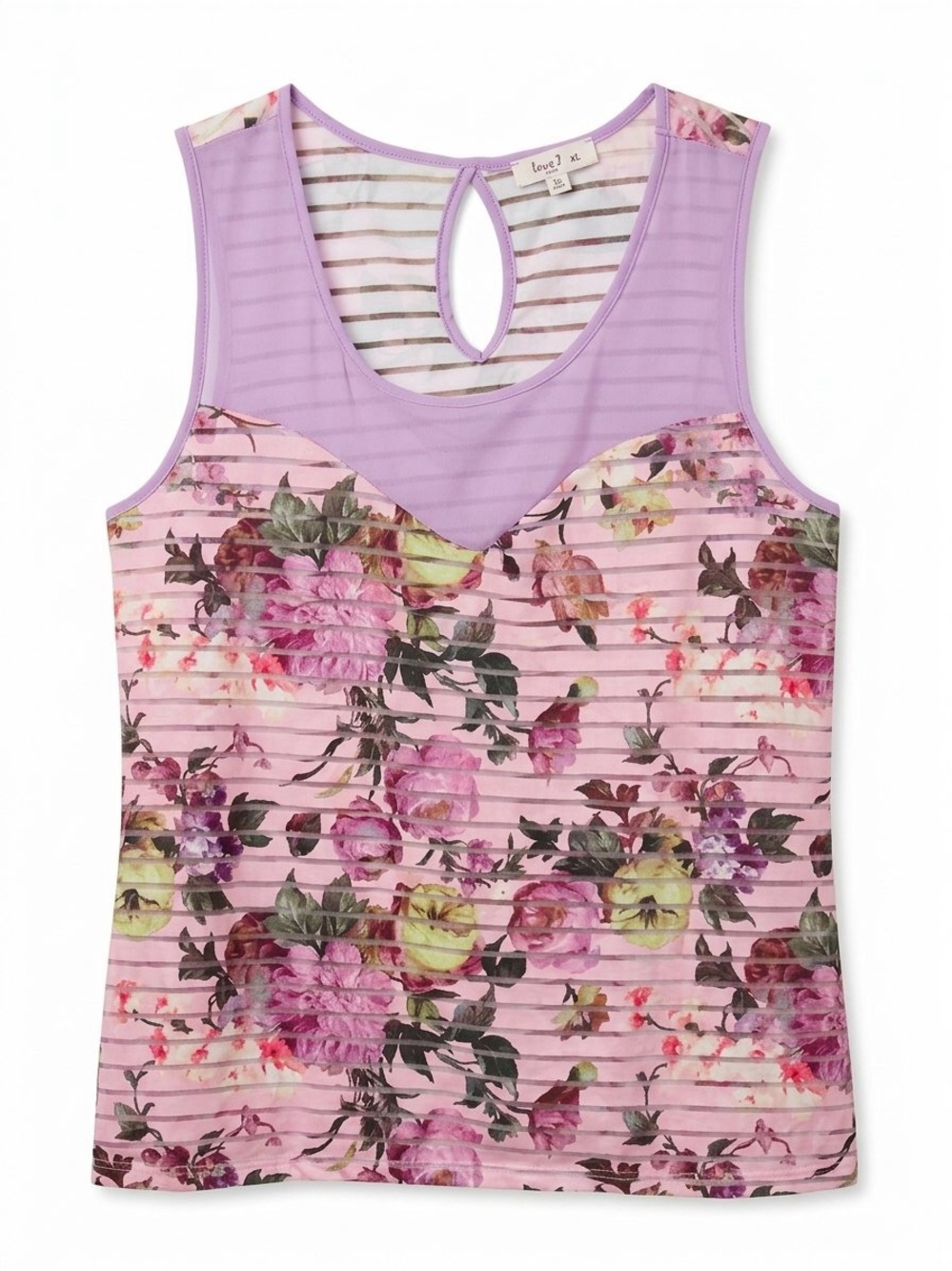 Love Pink and Lavender Floral Tank Top